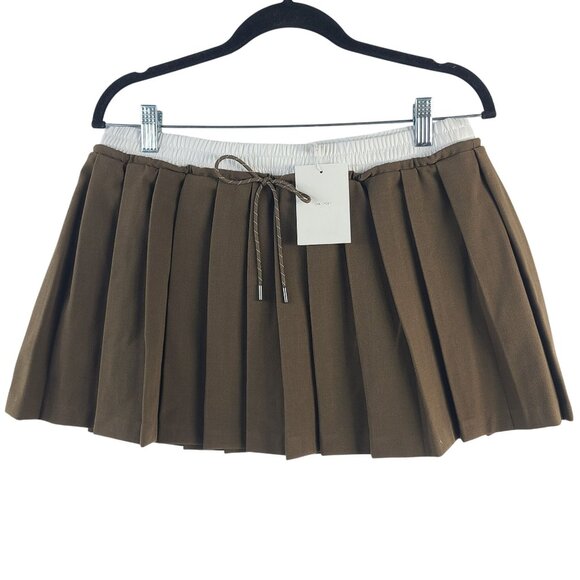 Oak & Fort Dresses & Skirts - NEW Oak & Fort Womens Pleated Skirt Teak Brown Size M Elastic Waistband